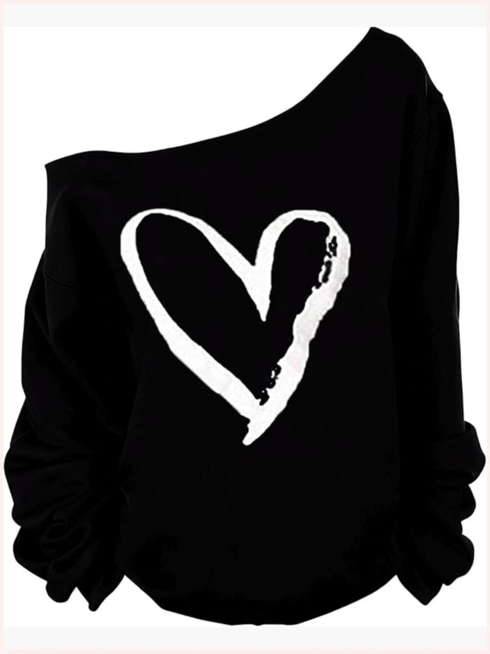 Off Shoulder Sweatshirt Pullover Long Sleeve Loose Fit Casual Top